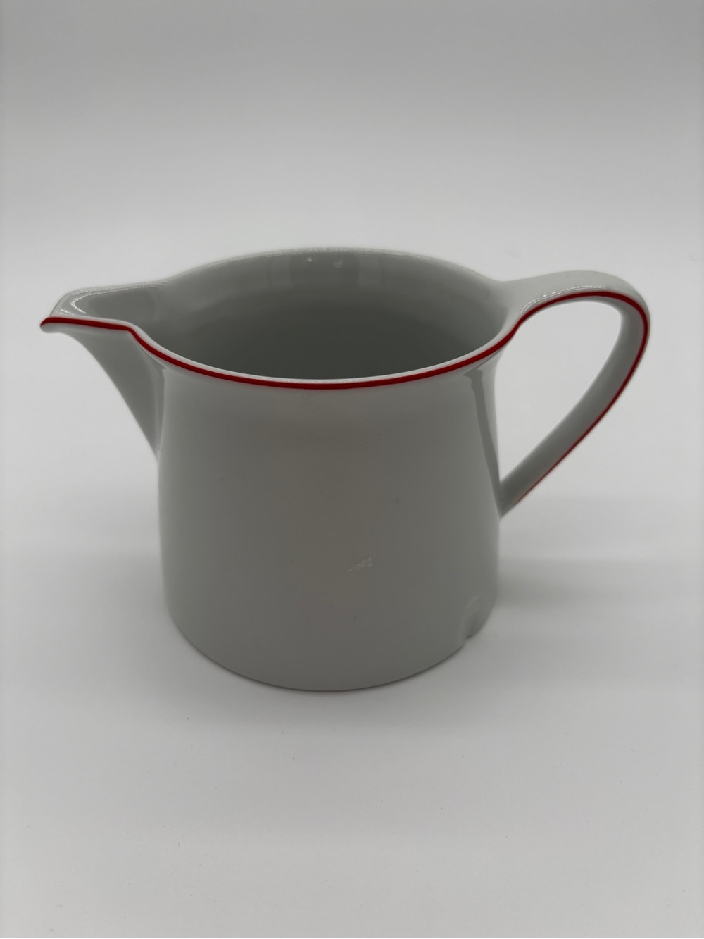 Vintage Mitterteich White Porcelain Creamer with Red Rim